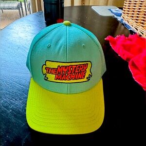 Mens Teal Yellow The Mystery Machine Mesh Trucker Hat Cap Scooby-Doo